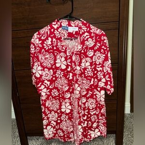 Old Navy Red and White Casual Button Down Shirt